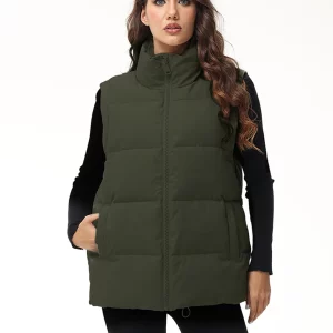 Cinemore Women's Sleeveless Down Vest | Warm Casual Parka Jacket | Solid Cotton Padded Coat