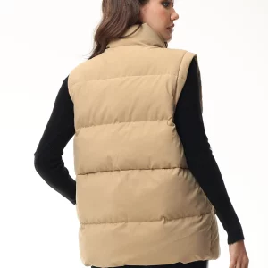 Cinemore Women's Sleeveless Down Vest | Warm Casual Parka Jacket | Solid Cotton Padded Coat