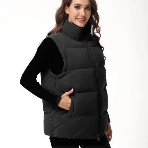 Cinemore Women's Sleeveless Down Vest | Warm Casual Parka Jacket | Solid Cotton Padded Coat