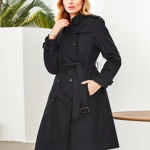 Cinemore Women's Spring Trench Coat - Double Breasted Windproof Jacket