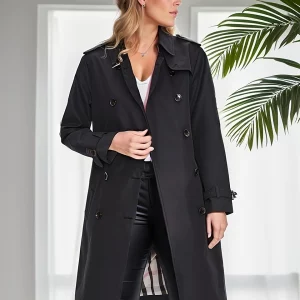 Cinemore Women's Spring Trench Coat - Double Breasted Windproof Jacket