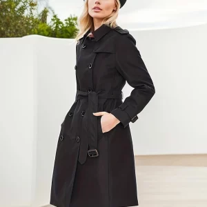 Cinemore Women's Spring Trench Coat - Double Breasted Windproof Jacket