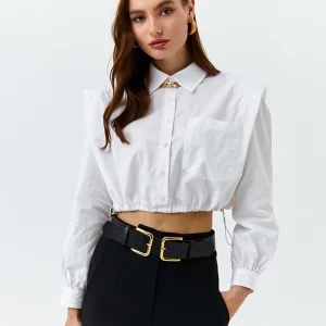 Clacive Elegant White Lapel Blouse | Women's Slim Fit Vintage Shirt