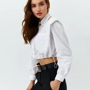 Clacive Elegant White Lapel Blouse | Women's Slim Fit Vintage Shirt