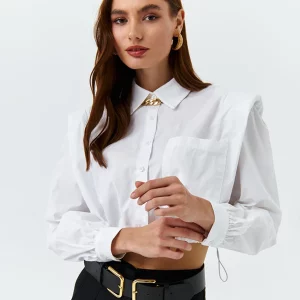 Clacive Elegant White Lapel Blouse | Women's Slim Fit Vintage Shirt