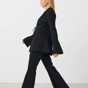 Clacive Fashion Black 2-Piece Women's Outfit 2024 - Elegant Long Sleeve Blazer & Wide Pants