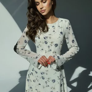 Clacive Fashion Slim Print Women Dress 2024 - Elegant Bodycon O-Neck Long Sleeve Ankle-Length Dress