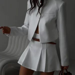 Clacive Fashion White Office Outfit - Elegant 2-Piece Women's Set