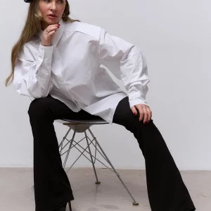 Clacive Fashion White Women's Shirt 2024 | Casual Lapel Long Sleeve Blouse