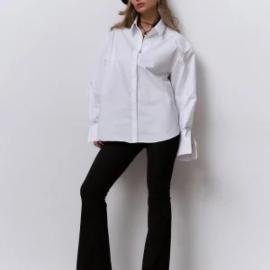 Clacive Fashion White Women's Shirt 2024 | Casual Lapel Long Sleeve Blouse