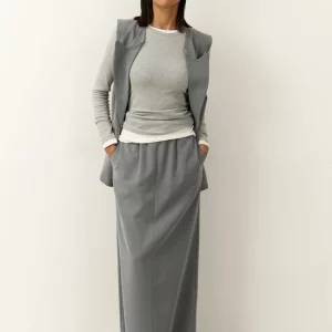 Clacive Summer Gray Office Skirt Set - Elegant 2-Piece Women's Outfit