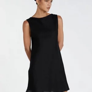 Clacive Summer Slim Black Cotton Women's Mini Dress