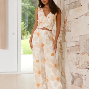 Clacive Summer Women's 2-Piece Print Tank Top & Wide Pants Set