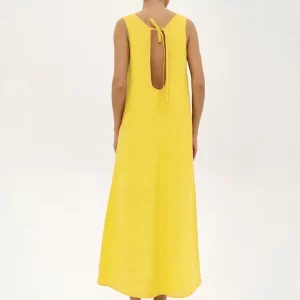 Clacive Summer Yellow Cotton Women's Dress 2024 | Casual O-Neck Sleeveless Ankle-Length Elegant