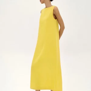 Clacive Summer Yellow Cotton Women's Dress 2024 | Casual O-Neck Sleeveless Ankle-Length Elegant