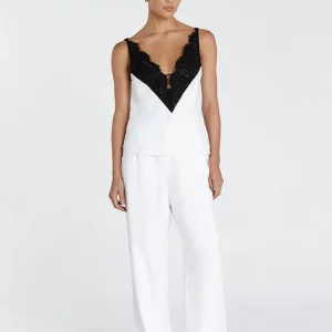 Clacive White Cotton 2-Piece Set: Sexy Loose Tank Top & Wide Pants for Women - 2024