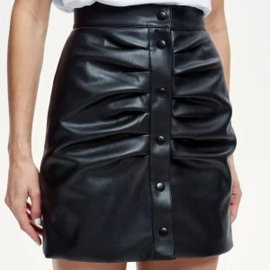 Clacive Women's Black PU Leather High Waist Mini Skirt