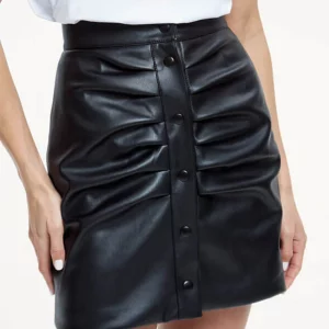 Clacive Women's Black PU Leather High Waist Mini Skirt