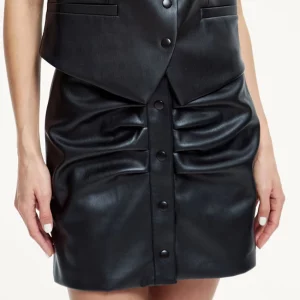 Clacive Women's Black PU Leather High Waist Mini Skirt