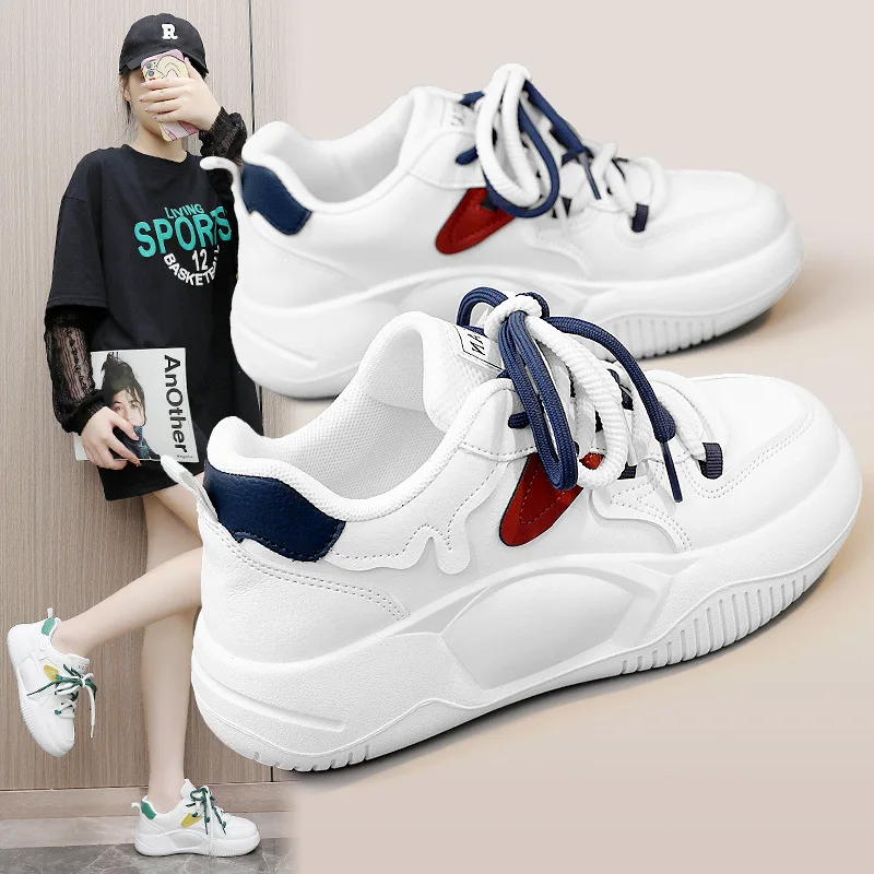 Color Block Spring Sneakers with Thick Sole for Women