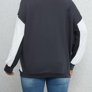 Colorblock Bishop Sleeve Plus Size Sweatshirt