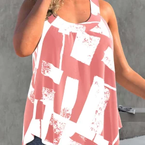 Colorblock Curved Hem Plus Size Tank Top for Women