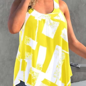 Colorblock Curved Hem Plus Size Tank Top for Women