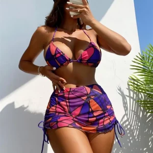 Colorful Print 4-Piece Swimsuit Set for Women | 2024 Summer Fashion Beachwear