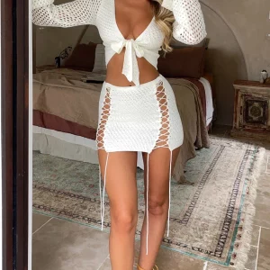 Crochet Knitted Women's Bikini Swimsuit Cover-Up Set