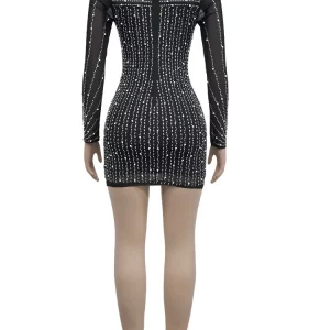 Crystal Embellished Fringed Mini Dress with Pearls & Rhinestones