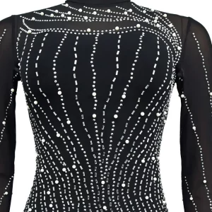 Crystal Embellished Fringed Mini Dress with Pearls & Rhinestones