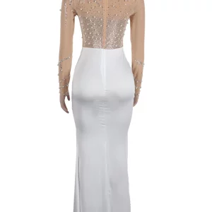 Crystal Embellished High Slit Maxi Dress for Women