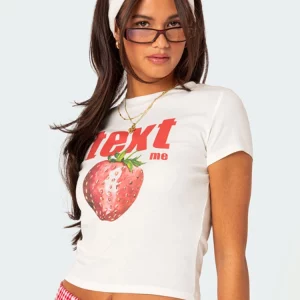 Cute Strawberry Letters Graphic Tee for Women, Y2K Summer Style