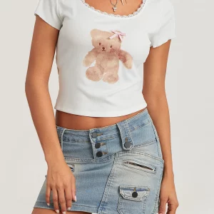 Cute White Lace Trim Crop Tops for Women - Summer Fashion Statement