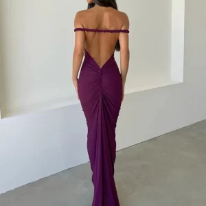 Elegant Backless Maxi Dress for Women - Strapless Sleeveless Evening Gown