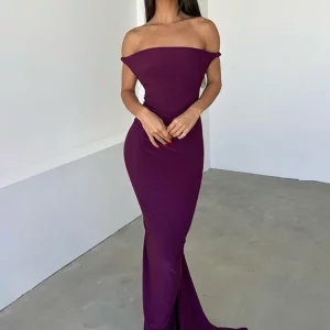 Elegant Backless Maxi Dress for Women - Strapless Sleeveless Evening Gown