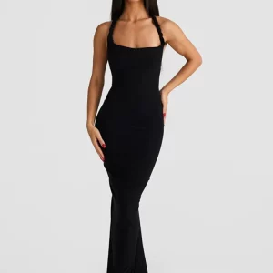 Elegant Backless Maxi Dress for Women - Strapless Sleeveless Evening Gown