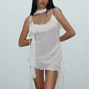 Elegant Chiffon Tassel Spaghetti Strap Mini Dress for Women - 2024 Summer Beach Holiday