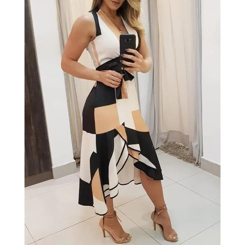 Elegant Deep V-Neck Sleeveless Bodycon Dress for Women