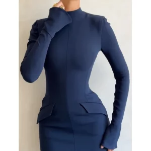 Elegant Flare Sleeve Mini Dress for Women, Christmas Banquet Bodycon Dress with Pockets