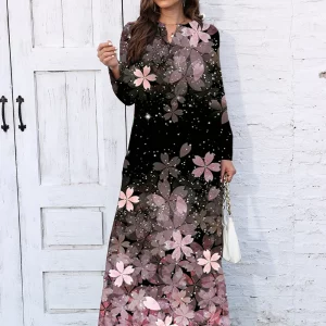 Elegant Floral Print Maxi Dress for Plus Size Women