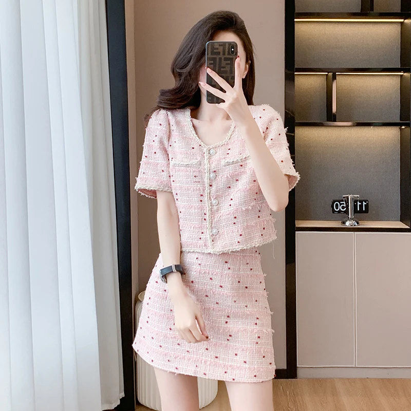 Elegant French Korean Two-Piece Set for Women, 2024 Summer Fashion