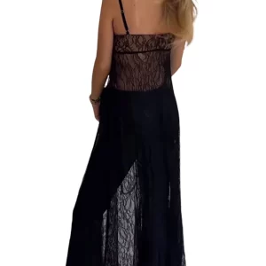 Elegant Glitter Sheer Beach Cover Up Maxi Dress