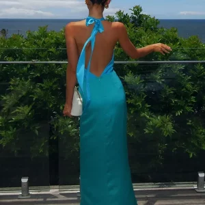 Elegant Halter Neck Backless Bodycon Dress for Women