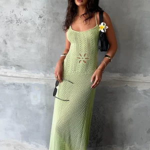 Elegant Knitted Beach Wrap Maxi Dress for Women