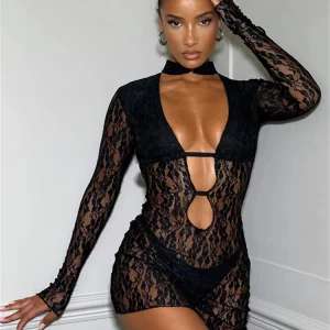 Elegant Lace Mini Dress Women's Summer 2024 Fashion