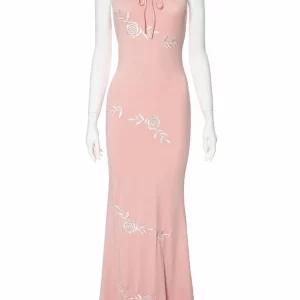 Elegant Off-Shoulder Maxi Bodycon Dress for Women - Pink Summer Evening Party Dress