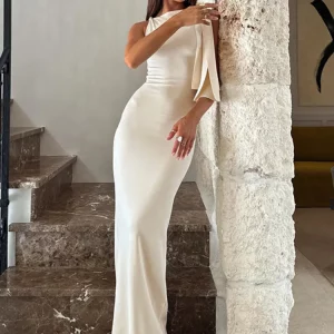 Elegant Off-Shoulder Maxi Dress for Women - Sleeveless & Sexy