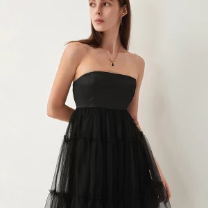 Elegant Off-Shoulder Tube Top Mini Dress - Women's Summer Tulle Tutu Bodydoll