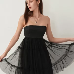 Elegant Off-Shoulder Tube Top Mini Dress - Women's Summer Tulle Tutu Bodydoll